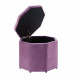 Violet Purple Velvet Octagon Shape Storage Footstool Ottoman